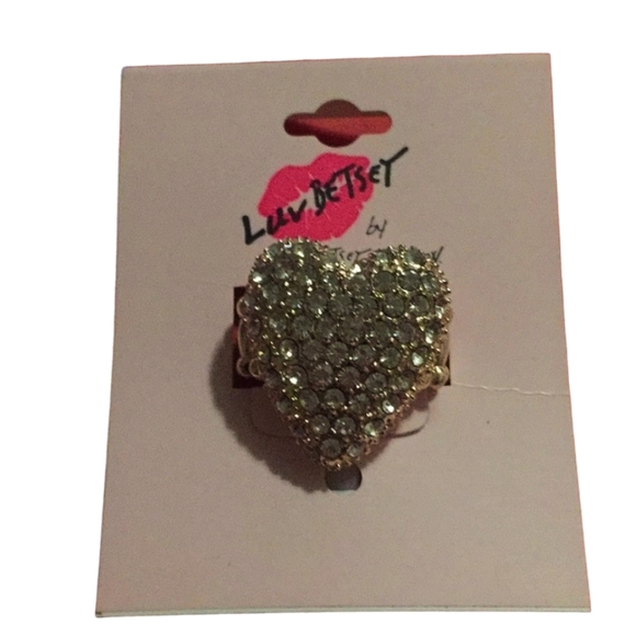 Betsey Johnson Gold-Toned Heart with Rhinestones Ring - Picture 2 of 7